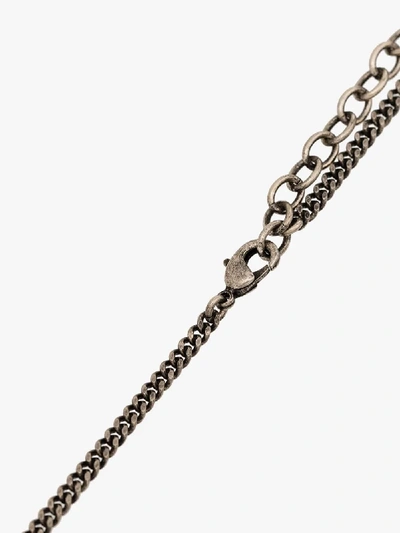 Shop Saint Laurent Silver Tone Turquoise Ring Pendant Necklace In Metallic
