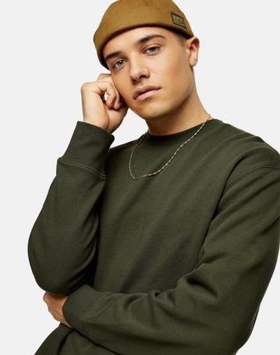 Shop Topman Sweatshirt In Dark Green