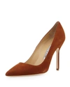 Manolo Blahnik Bb 105 Suede Point Toe Pumps In Cognac