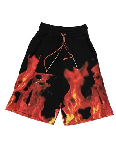 Ihs "flames" Cotton Bermuda Shorts In Black