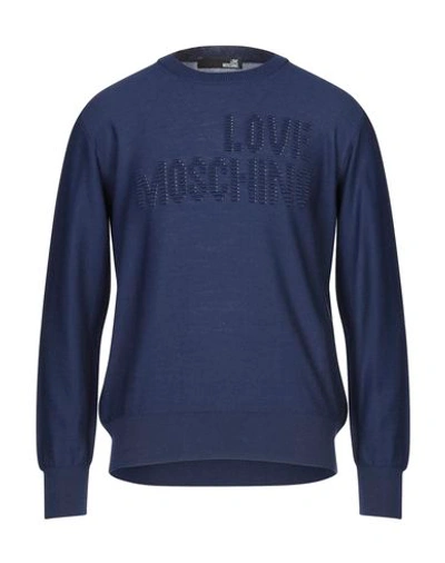 Shop Love Moschino Sweaters In Dark Blue
