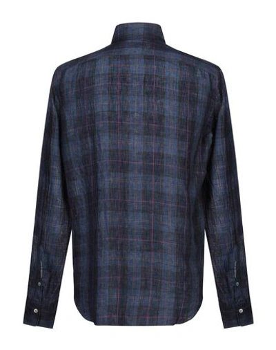 Shop Alessandro Gherardi Man Shirt Midnight Blue Size 15 ¾ Flax