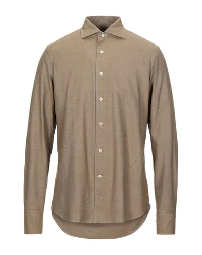 Shop Alessandro Gherardi Man Shirt Camel Size 16 ½ Cotton In Beige