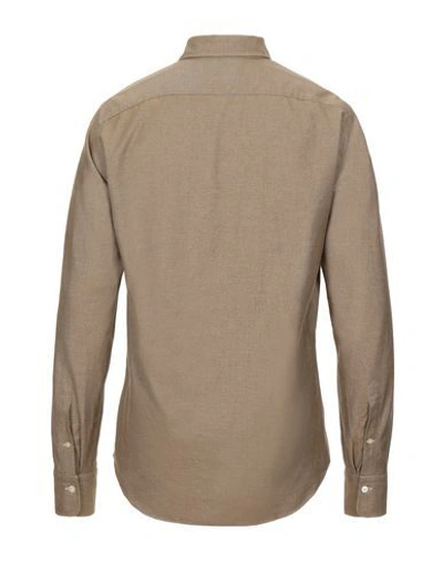 Shop Alessandro Gherardi Man Shirt Camel Size 16 ½ Cotton In Beige