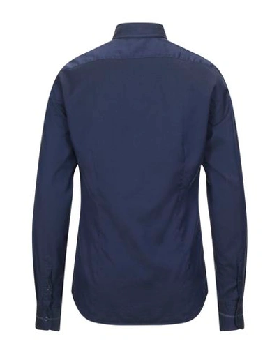 Shop Aglini Man Shirt Midnight Blue Size 15 ½ Cotton, Polyamide, Elastane