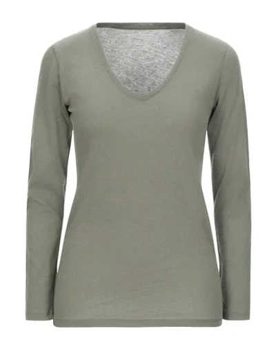 Shop Majestic Filatures Woman T-shirt Military Green Size 1 Cotton, Cashmere