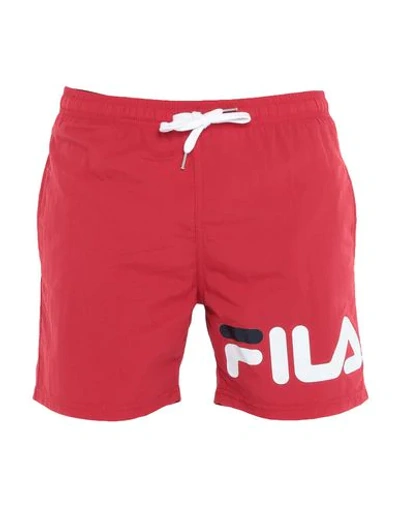 Shop Fila Man Swim Trunks Red Size Xxl Textile Fibers