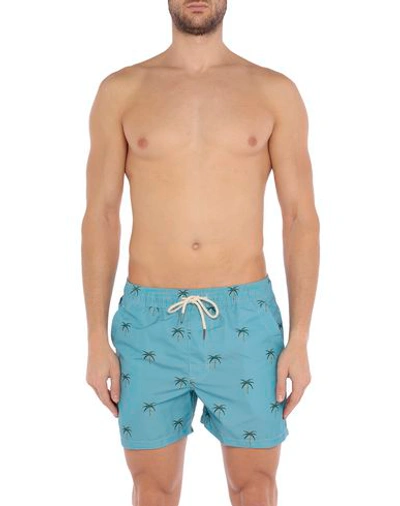 Shop Oas Swim Shorts In Sky Blue