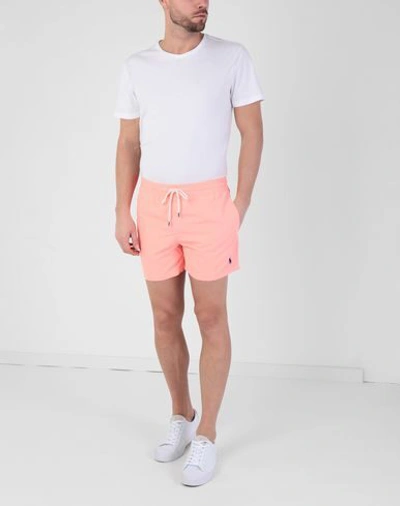 Shop Polo Ralph Lauren Swim Shorts In Salmon Pink