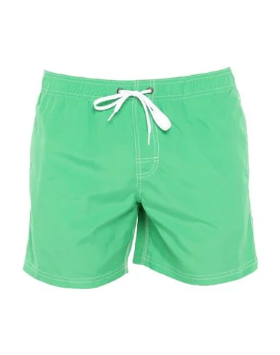 Shop Sundek Man Swim Trunks Green Size Xxl Polyester