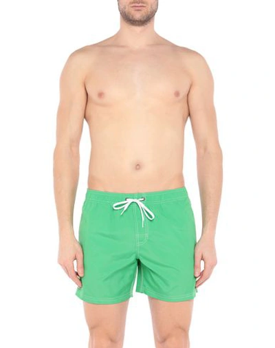 Shop Sundek Man Swim Trunks Green Size Xxl Polyester