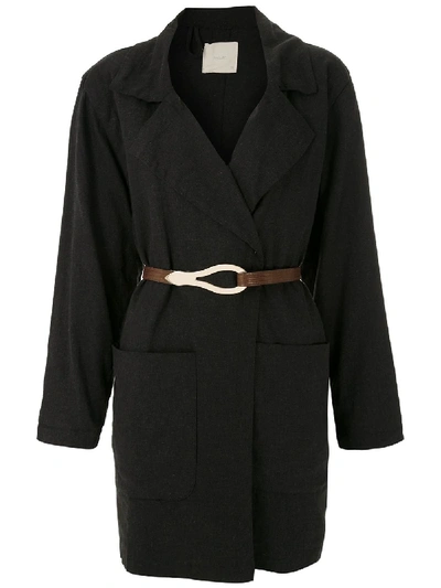 Shop Framed Linen Loose Fit Coat In Black