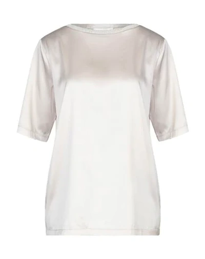 Shop Fabiana Filippi Woman Top Beige Size 12 Silk, Elastic Fibres, Viscose, Polyester