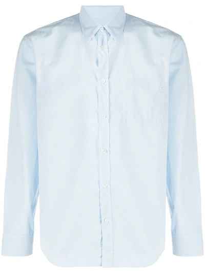 Shop Maison Margiela Stitch-effect Chest Pocket Shirt In Blue