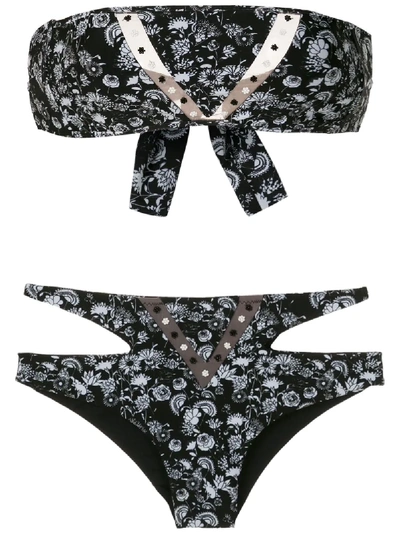 Shop Amir Slama Margarida Printed Bikini Set In Black