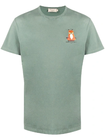 Shop Maison Kitsuné Fox-print Short-sleeve T-shirt In Green