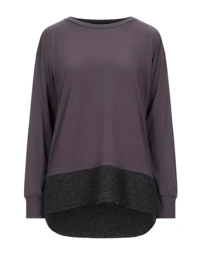 Shop Stefano Mortari Woman T-shirt Lead Size 8 Viscose, Elastane, Wool In Grey