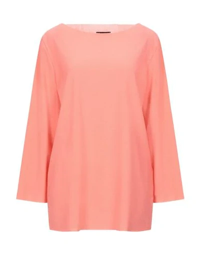 Shop Atos Lombardini Woman T-shirt Salmon Pink Size 12 Viscose, Polyester, Polyamide, Elastane