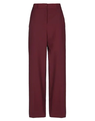 Shop Blumarine Woman Pants Burgundy Size 12 Polyester, Wool, Elastane In Red