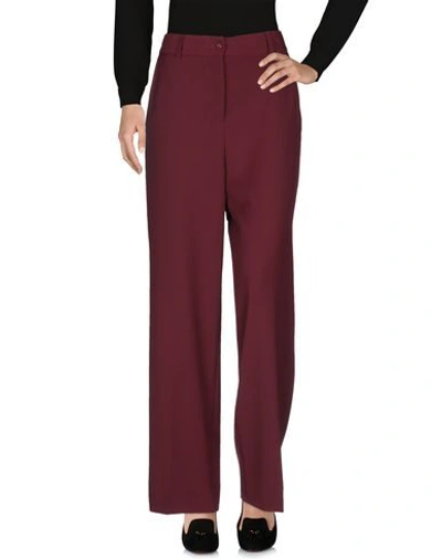 Shop Blumarine Woman Pants Burgundy Size 12 Polyester, Wool, Elastane In Red