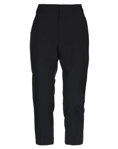 Shop Dondup Woman Cropped Pants Black Size 8 Polyester, Virgin Wool, Elastane