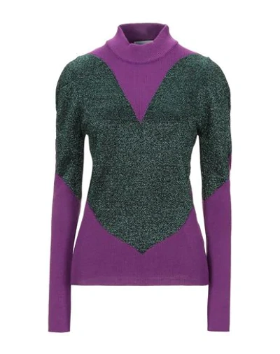 Shop Gcds Woman Turtleneck Green Size M Wool, Acrylic, Viscose, Polyester