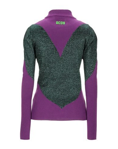 Shop Gcds Woman Turtleneck Green Size M Wool, Acrylic, Viscose, Polyester