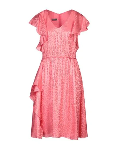 Shop Emporio Armani Woman Midi Dress Coral Size 6 Mulberry Silk, Polyamide