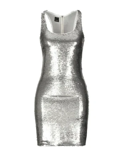 Shop Pinko Woman Mini Dress Silver Size 8 Viscose, Elastane, Pvc - Polyvinyl Chloride