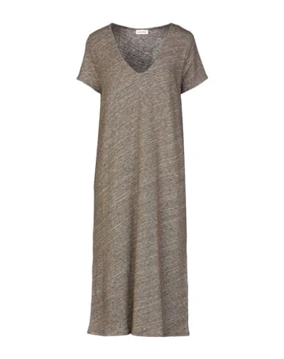 Shop American Vintage Woman Midi Dress Khaki Size M Cotton, Wool, Polyamide, Elastane In Beige