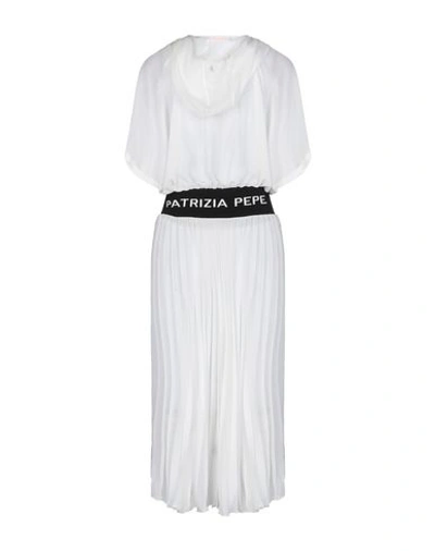 Shop Patrizia Pepe Woman Midi Dress White Size 4 Polyester, Polyamide, Elastane, Acetate