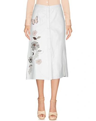 Shop Twinset Woman Midi Skirt Ivory Size 4 Lambskin In White