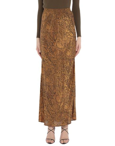 Shop Mes Demoiselles Woman Maxi Skirt Camel Size 4 Viscose In Beige