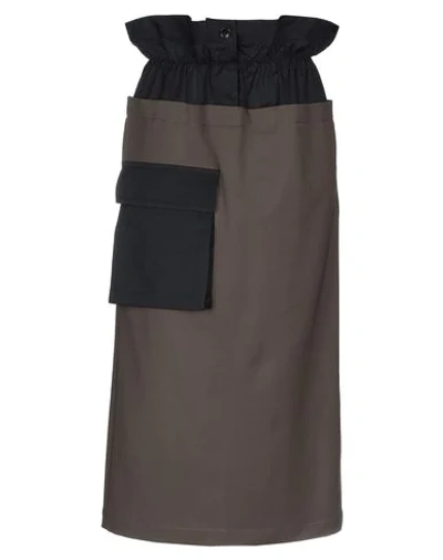 Shop Hache Woman Midi Skirt Military Green Size 6 Polyester, Virgin Wool, Elastane, Cotton, Nylon