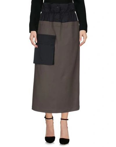 Shop Hache Woman Midi Skirt Military Green Size 6 Polyester, Virgin Wool, Elastane, Cotton, Nylon