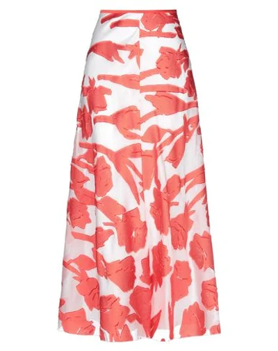 Shop Blumarine Woman Maxi Skirt Orange Size 10 Polyester, Silk
