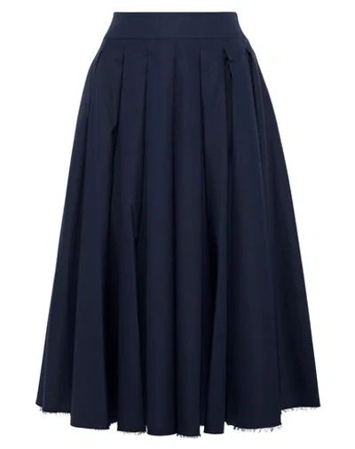 Shop Khaite 3/4 Length Skirts In Dark Blue