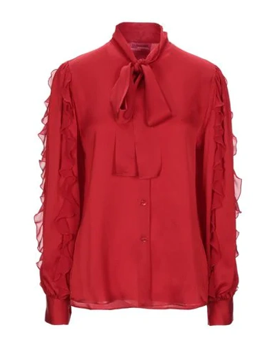 Shop Blumarine Shirts & Blouses With Bow In Red