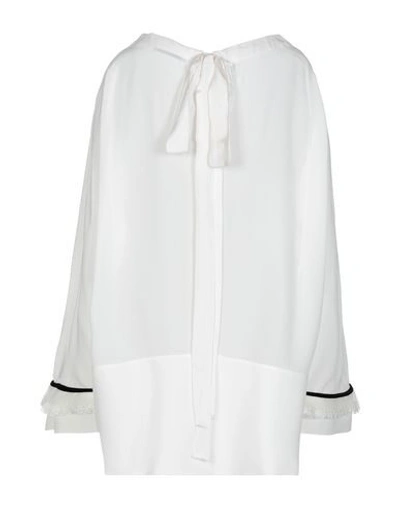 Shop Ermanno Scervino Woman Shirt White Size 4 Silk, Polyamide, Viscose, Cotton