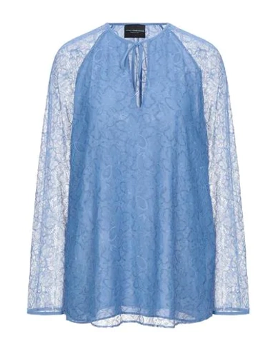 Shop Atos Lombardini Woman Top Pastel Blue Size 8 Polyester, Cotton, Polyamide