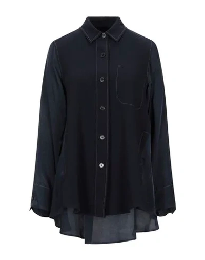 Shop Alberto Biani Solid Color Shirts & Blouses In Dark Blue