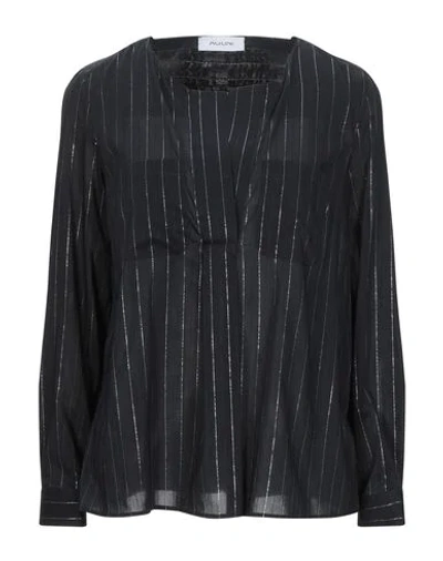 Shop Aglini Woman Blouse Black Size 0 Cotton, Polyester, Acetate, Metallic Fiber, Polyamide