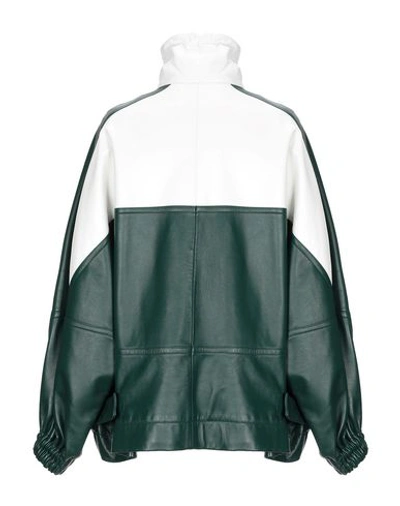 Shop Plan C Leather Jacket In Dark Green