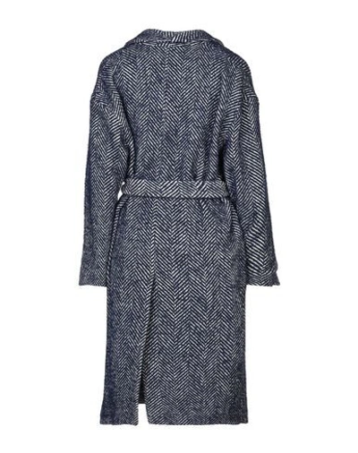 Shop Semicouture Coats In Dark Blue