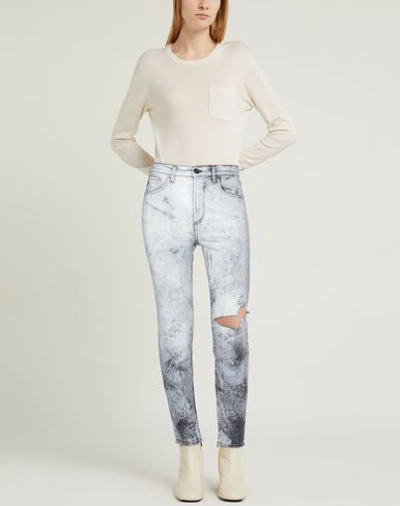 Shop Marcelo Burlon County Of Milan Marcelo Burlon Woman Jeans Light Grey Size 26 Cotton, Elastomultiester, Elastane