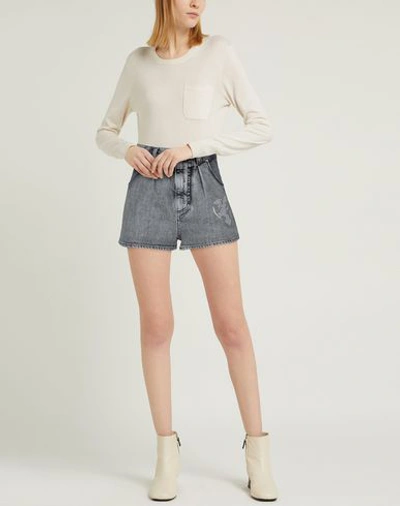 Shop Alberta Ferretti Woman Denim Shorts Steel Grey Size 4 Cotton, Elastane