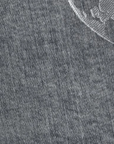 Alberta Ferretti Heart Print Denim Shorts In Grey