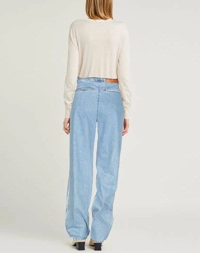 Shop Gcds Woman Denim Pants Blue Size M Cotton