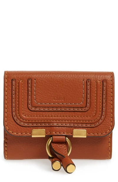 Shop Chloé Marcie Leather French Wallet In Tan