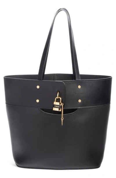 Shop Chloé Aby Medium Leather Tote In Black